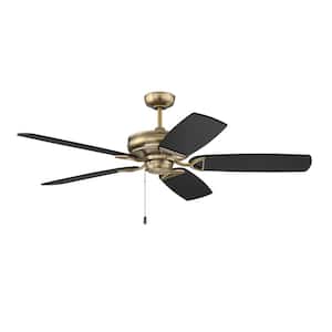 Supreme Air Plus 56 in. Indoor/Outdoor Dual Mount 4-Speed Reversible DC Motor Ceiling Fan in Satin Brass Finish
