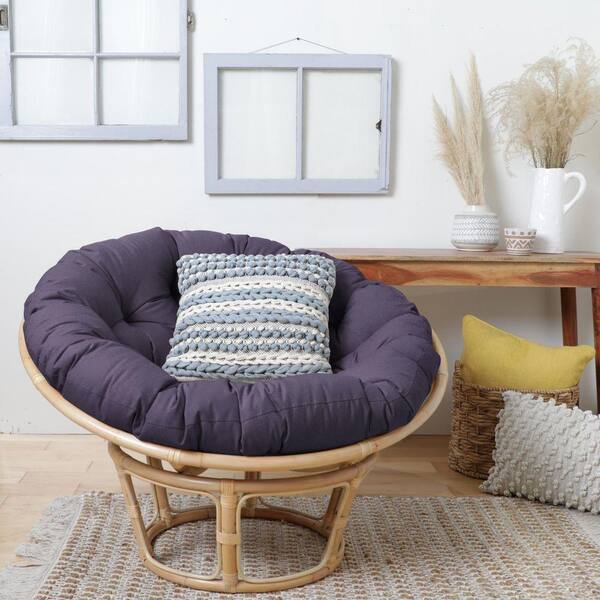 SORRA HOME 44 in. x 4 in. Dark Lilac Solid Papasan Cushion