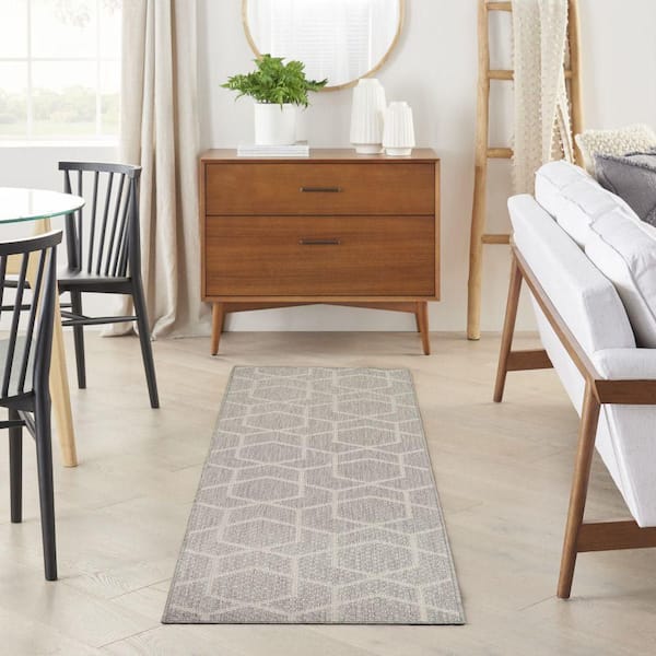 Horizon Grey 2 ft. x 6 ft. Indoor/Outdoor All-Over design Contemporary Runner Area Rug