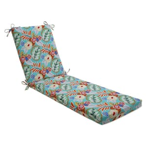 Floral 23 x 30 Outdoor Chaise Lounge Cushion in Blue/Orange Marlow