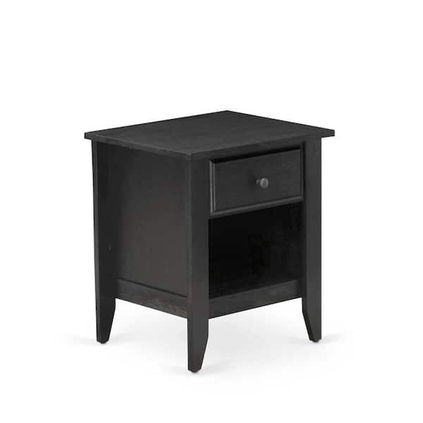 HOME IMPORTS EMPORIUM Wirebrushed Black Finish 1 Drawer Rectangle Nightstand 18 in. x 21 in.