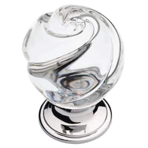 Swirled Glass 1-1/5 in. (31 mm) Chrome and Crystal Round Cabinet Knob