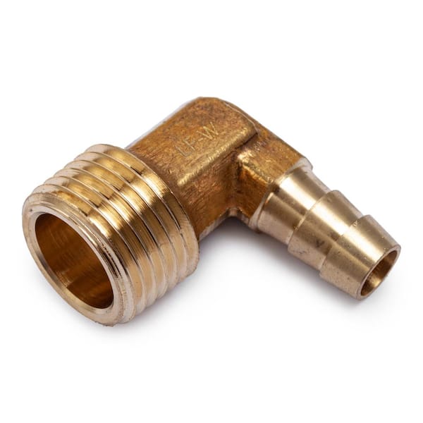 Hose 1/2" Barb x 1/2" Male NPT MIP Brass 90° Elbow Fitting Pack Of 10 