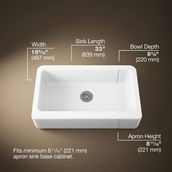 KOHLER Dickinson 19.56 in. Undermount Single Bowl White Cast Iron