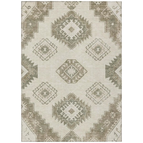 Chantille Machine Washable Indoor/Outdoor Abstract ACN3011 Cream 5 ft. x 7 ft. 6 in. Area Rug