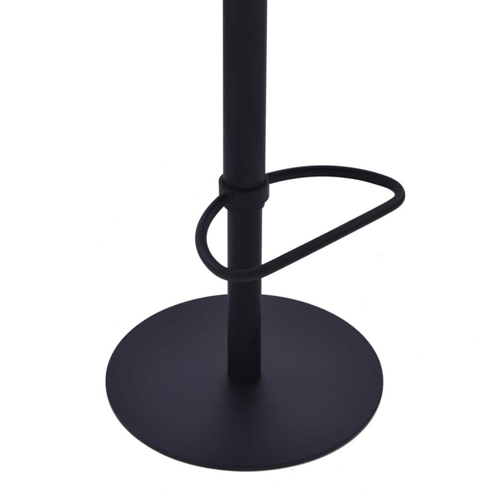 Vintage Coffee Faux Leather Adjustable Swivel Bar Stool with Black Metal Base