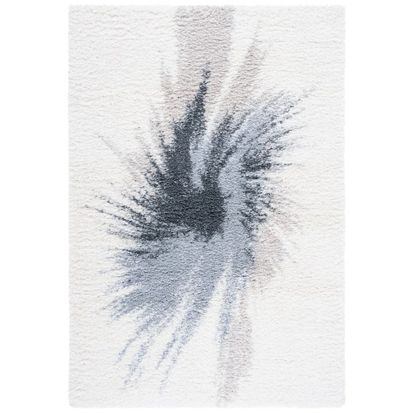Fontana Shag 8 ft. x 10 ft. Gray/Ivory Abstract Radial Area Rug