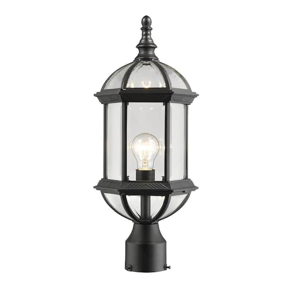 Unbranded Annex 19.5 in. 1-Light Black Aluminum Hardwired Outdoor Weather Resistant Post Light Round Fitter with No Bulb Included
