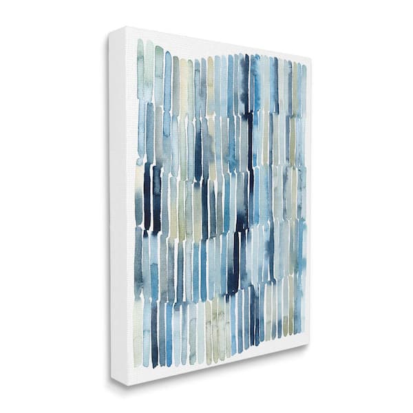 "Nautical Abstraction Blue Beige Blocked Lines" by Grace Popp Unframed Abstract Canvas Wall Art Print 16 in. x 20 in.