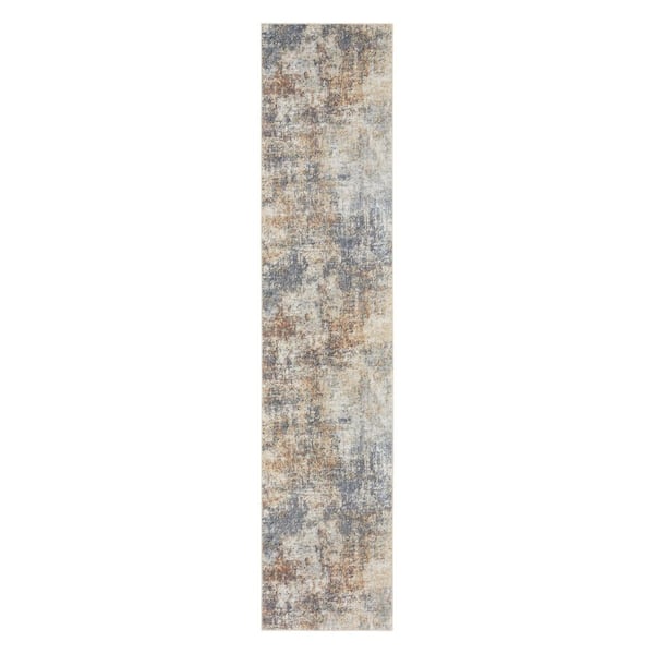 2 ft.x 10 ft. White Abstract Washable Runner Area Rug