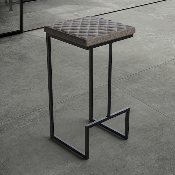 Gray Finish, Square Seat Bar Stool