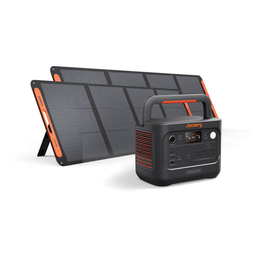 Jackery HomePower 1000 v2 1500/3000W Portable Power Station, 1024Wh Solar Generator w/2x200W Solar Panels, Home Backup & Camping