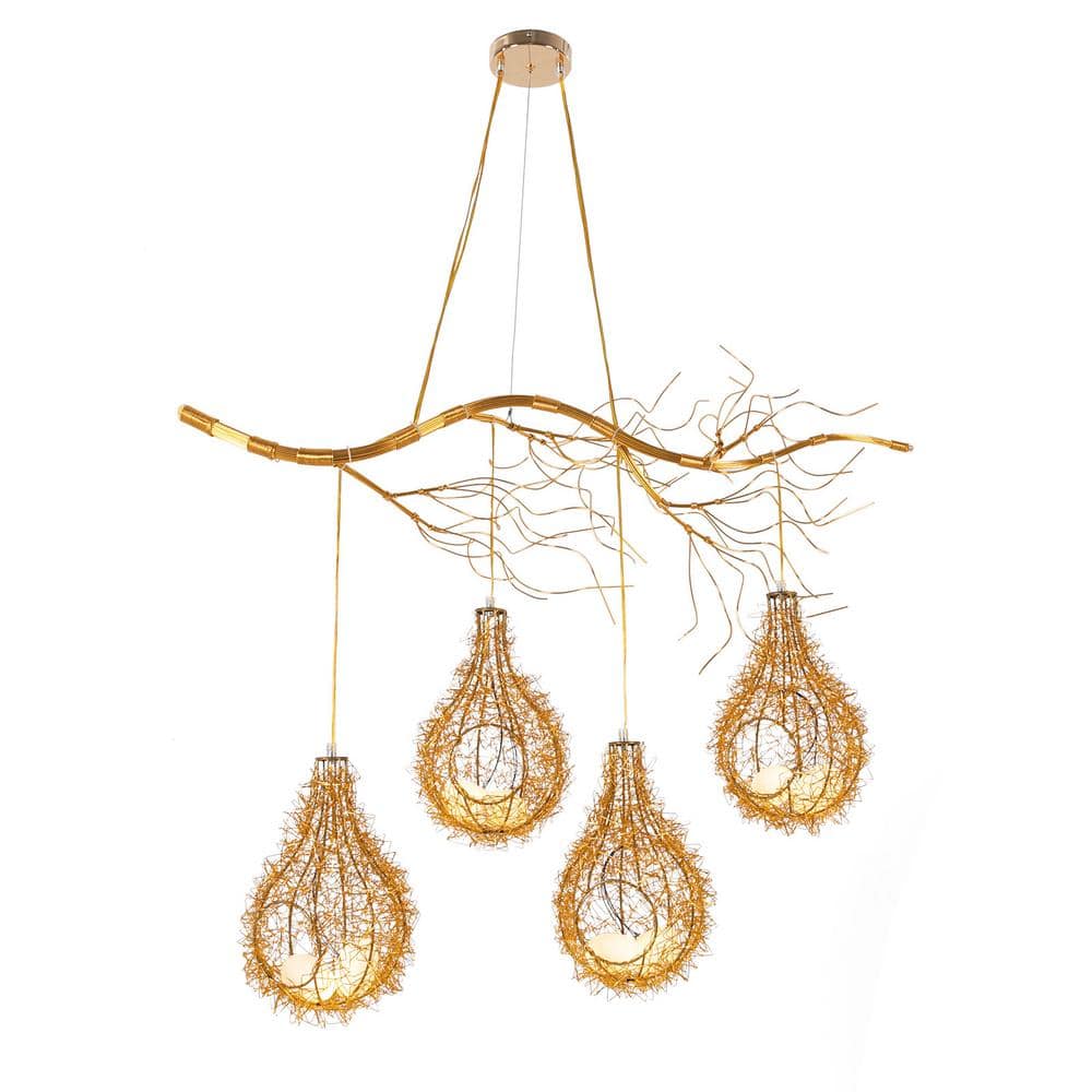 39.3 in. 8-Light Gold Creative Bird Nest Chandelier for Living Rooms Dining Rooms Bedrooms with G4 Bulbs Included price history on PriceWatchPro