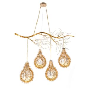 39.3 in. 8-Light Gold Creative Bird Nest Chandelier for Living Rooms Dining Rooms Bedrooms with G4 Bulbs Included