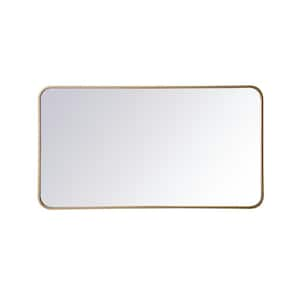 Timeless Home 40 in. H x 22 in. W Brass Modern Soft Corner Rectangular Wall Mirror