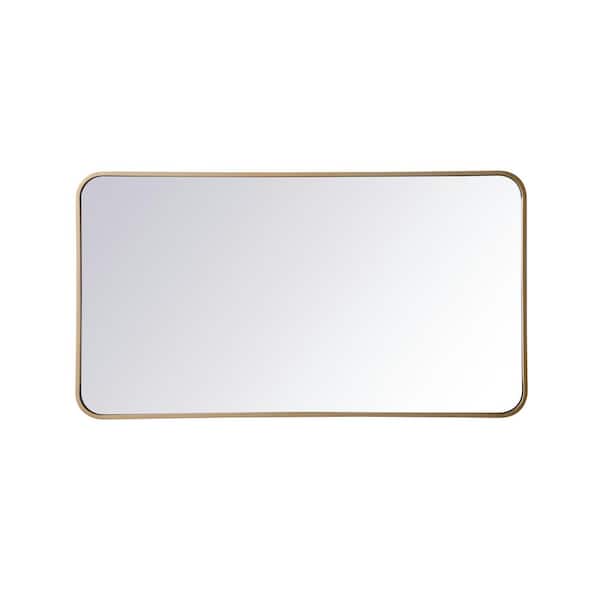Unbranded Timeless Home 40 in. H x 22 in. W Brass Modern Soft Corner Rectangular Wall Mirror