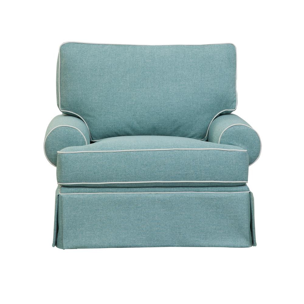 Aqua Upholstered Arm Chair with Reversible Cushions