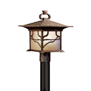 Morris 1-Light Distressed Copper Aluminum Hardwired Waterproof Outdoor Post Light with No Bulbs Included (1-Pack)