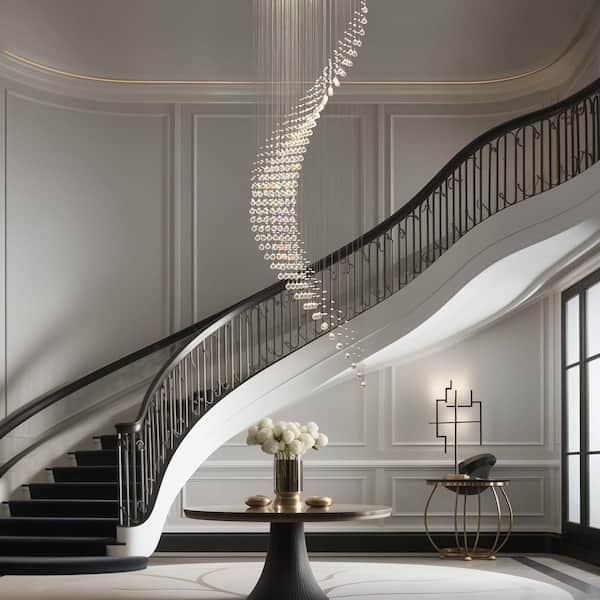 10-Lights Siljoy Modern transparent Spiral Staircase Chandelier for Staircases Villas Entryway