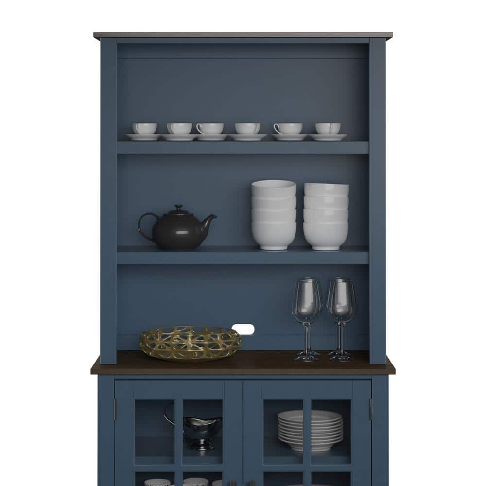 Fontana Blue and Dark Wood 36" China Cabinet Hutch