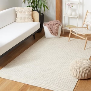 Martha Stewart Ivory/Gray 3 ft. x 5 ft. Striped High-Low Area Rug