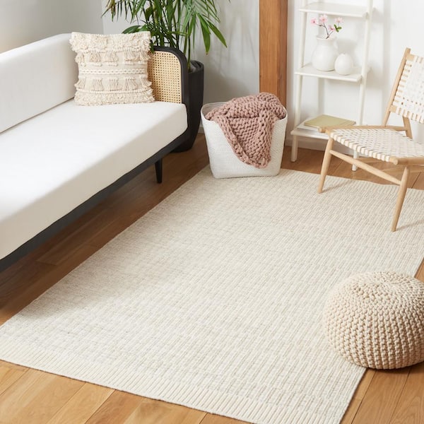 Martha Stewart Ivory/Gray 5 ft. x 8 ft. Striped High-Low Area Rug