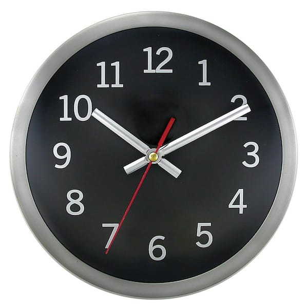 Timekeeper Products 9 in. Round Brushed Metal Rim Hand Wall Clock