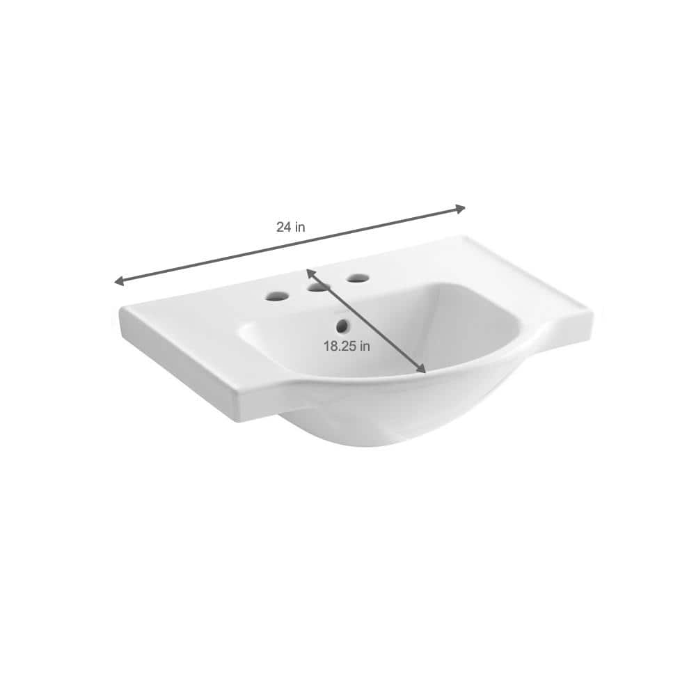 White Ceramic Pedestal Bathroom Sink with Overflow