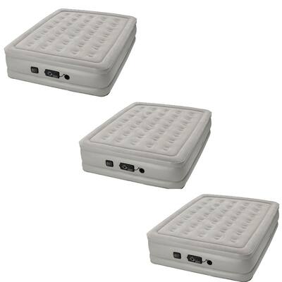 Raised 19 in. Queen Airbed Air Mattress with Built-In Pump (3-Pack)