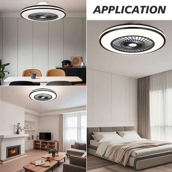 22 in. Indoor Black Cage Ceiling Fan with Lights and Remote Control, APP Smart Control Low Profile Ceiling Fan