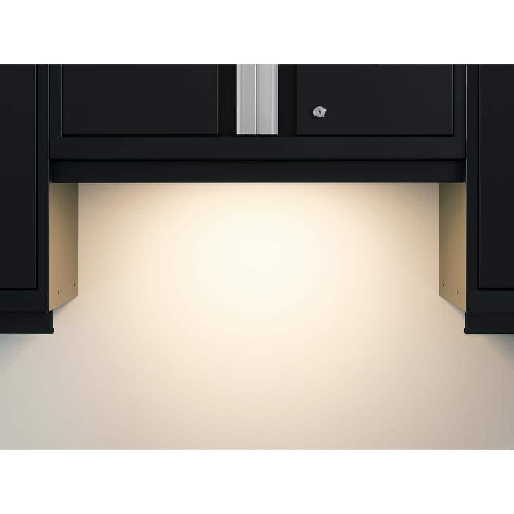 Black Lockable Garage Cabinet Set with Bamboo Worktop