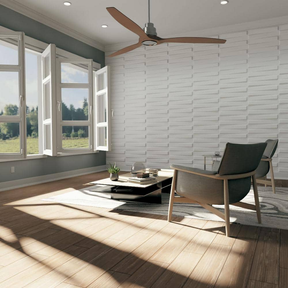White Textured PVC 3D Decorative Wall Panel, 19 5/8" x 19 5/8"