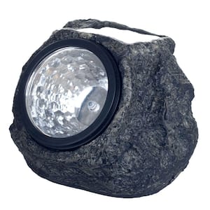 Black Solar Powered LED Rock Landscaping Light (4-Pack)
