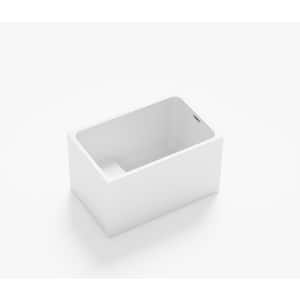 BradF 43 in. x 28 in. Small Acrylic Flatbottom Freestanding Japanese Soaking Bathtub in White with Seat