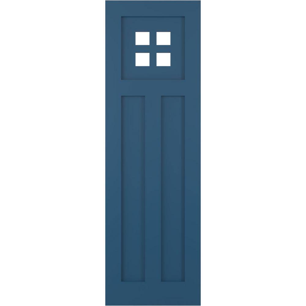 True Fit 12 in. x 66 in. Flat Panel PVC San Antonio Mission Style Fixed Mount Shutters, Sojourn Blue (Per Pair) price history on PriceWatchPro