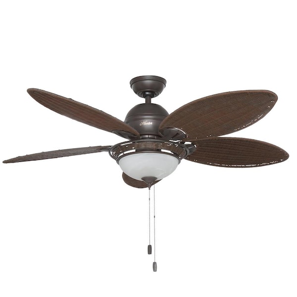 Hunter Caribbean Breeze 54 in. Indoor Weathered Bronze Ceiling Fan with Light Kit