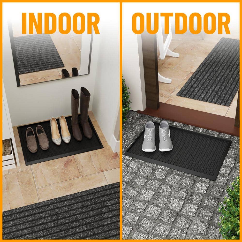 Black Rubber Non-Slip Outdoor Doormat 18" x 30"