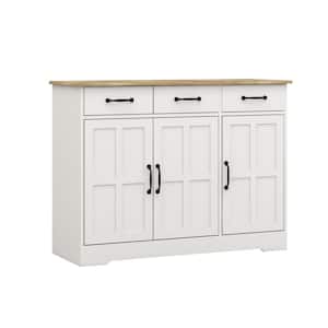 42.72-in W x 15.35-in D x 32.09-in H in MDF Ready to Assemble Kitchen Cabinet in White with 3 Drawers and 3 Doors