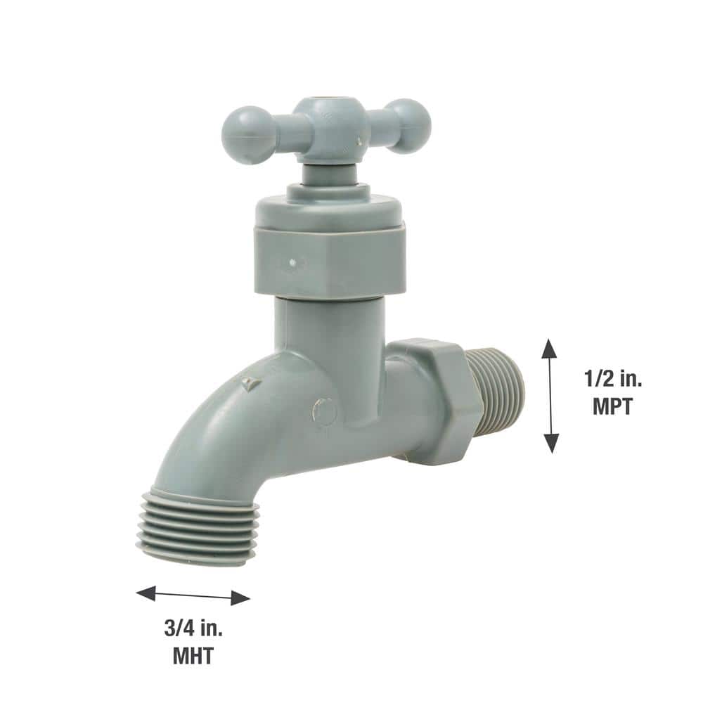 Gray Celcon Plastic Hose Bibb with 1/2" Thread and 3/4" Outlet