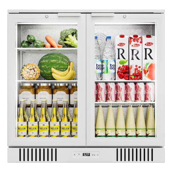 35.43 in. W 7.4 cu. ft. Single Zone Counter Height Back Bar Cooler Beverage Refrigerator with LED Lighting in White