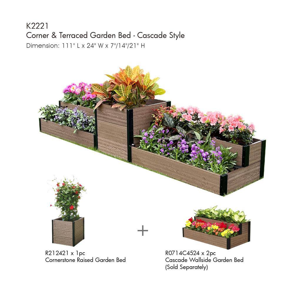 Brown Composite Wood and Steel Square Raised Garden Bed