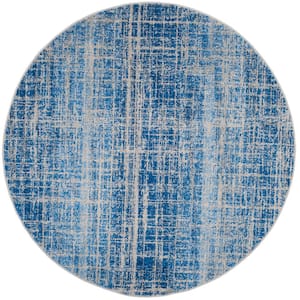 Adirondack Blue/Silver 6 ft. x 6 ft. Round Solid Area Rug