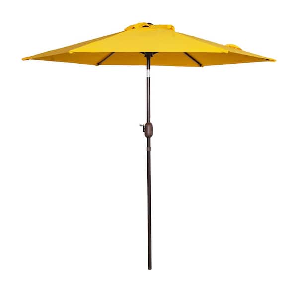Unbranded 7.2 ft. Steel Pole Table Market Tilt Outdoor Patio Umbrella with Push Button in Yellow