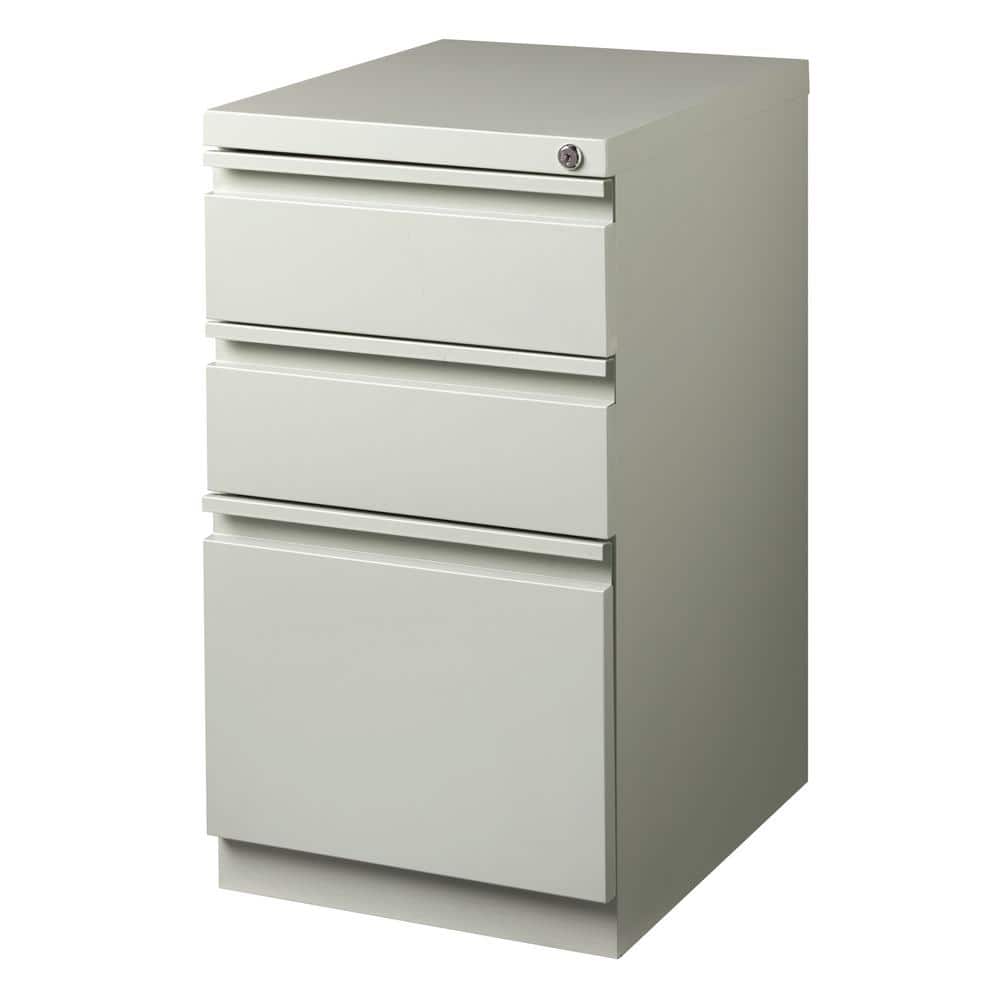 Light Gray Steel 3-Drawer Mobile Pedestal File Cabinet