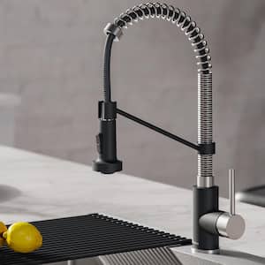 Bolden Single Handle Pull Down Sprayer Kitchen Faucet with Dual Function Sprayhead in Stainless Steel/Matte Black