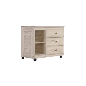 Light Ash Series 3-Drawer Light Ash Mobile Chest of Drawers 34 in. W x 27 in. H x 17 in. D