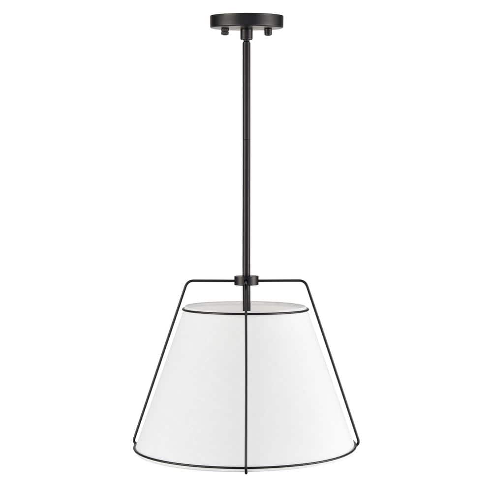 Lise Minimalist Black Drum Chandelier with Adjustable Rods