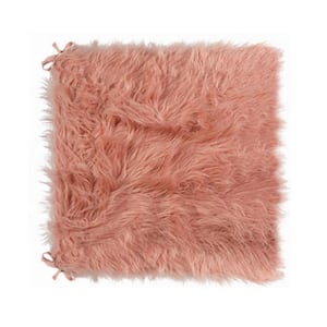 Set of 2 Cozy Mauve Rose Faux Fur Chair Pads