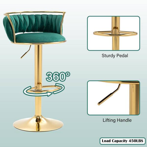 Uixe 38.5 in. Dark Green Low Back Metal Frame Swivel Adjustable