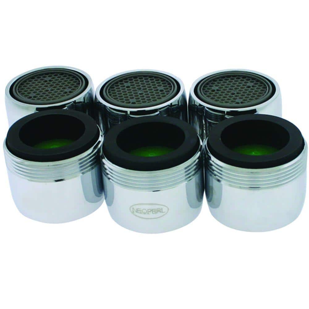 Chrome Brass Dual-Thread Water-Saving Faucet Aerators 6-Pack